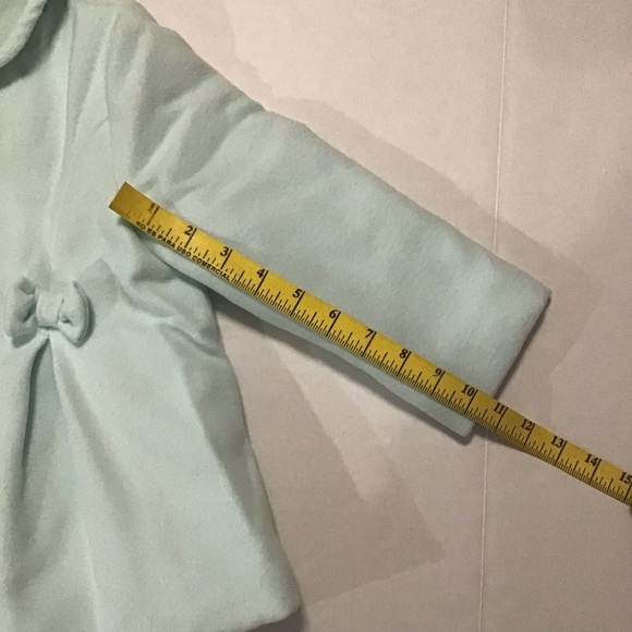 Little Me Toddler Girls Pea Coat Mint Green Bows Detail - Picture 5 of 9